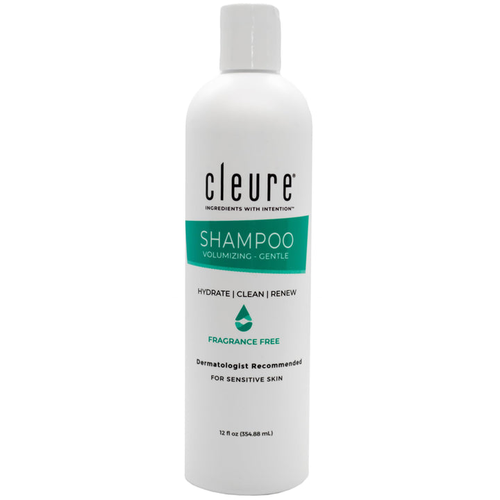 Cleure front packaging showing clean shampoo bottle and clear benefits