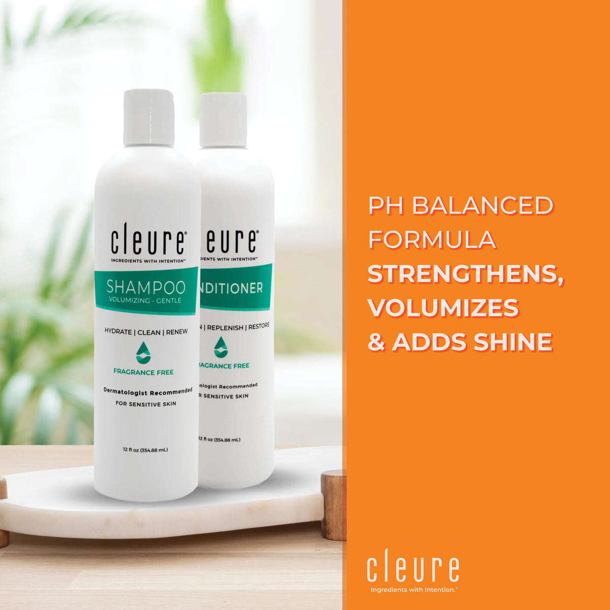 Cleure label close-up highlighting ingredient simplicity and hypoallergenic benefits
