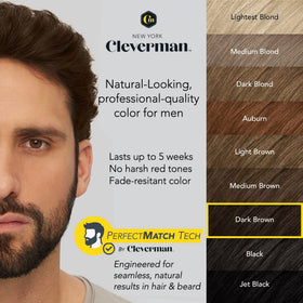 CLEVERMAN split before and after beard showing natural gray coverage