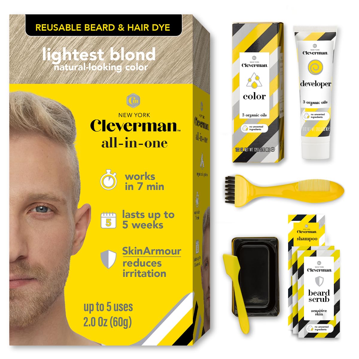 CLEVERMAN front packaging in Lightest Blond showing kit contents and benefits
