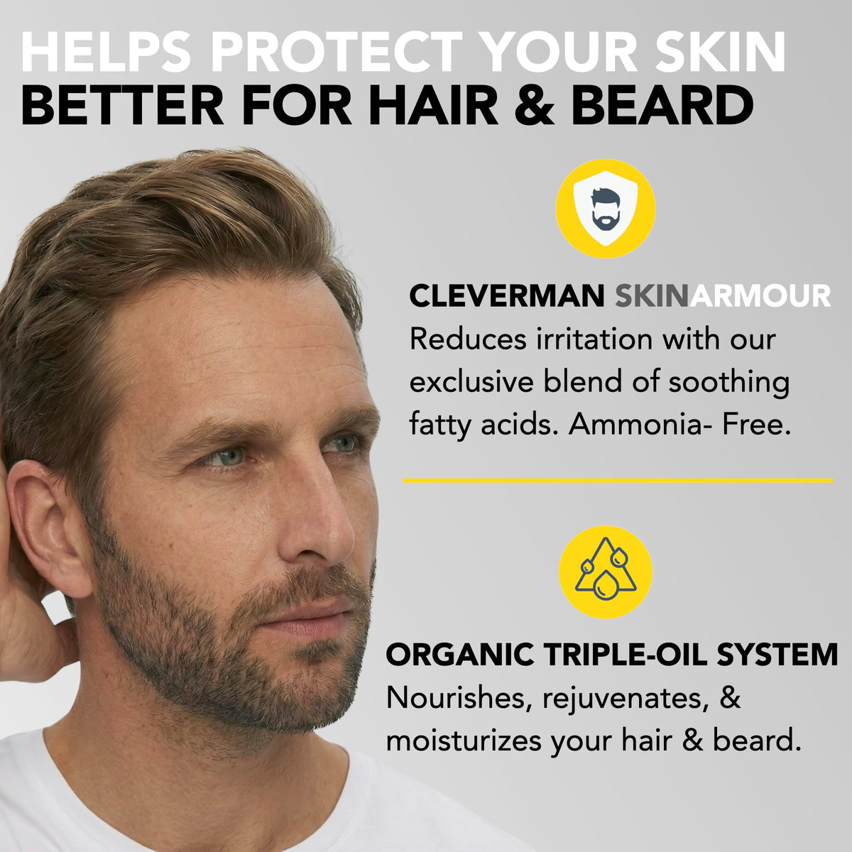 CLEVERMAN post-color shampoo and triple organic oils nourishing hair