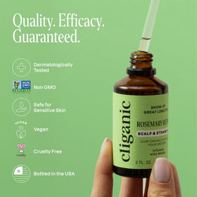 Cliganic applying oil to scalp demonstrating soothing massage benefit