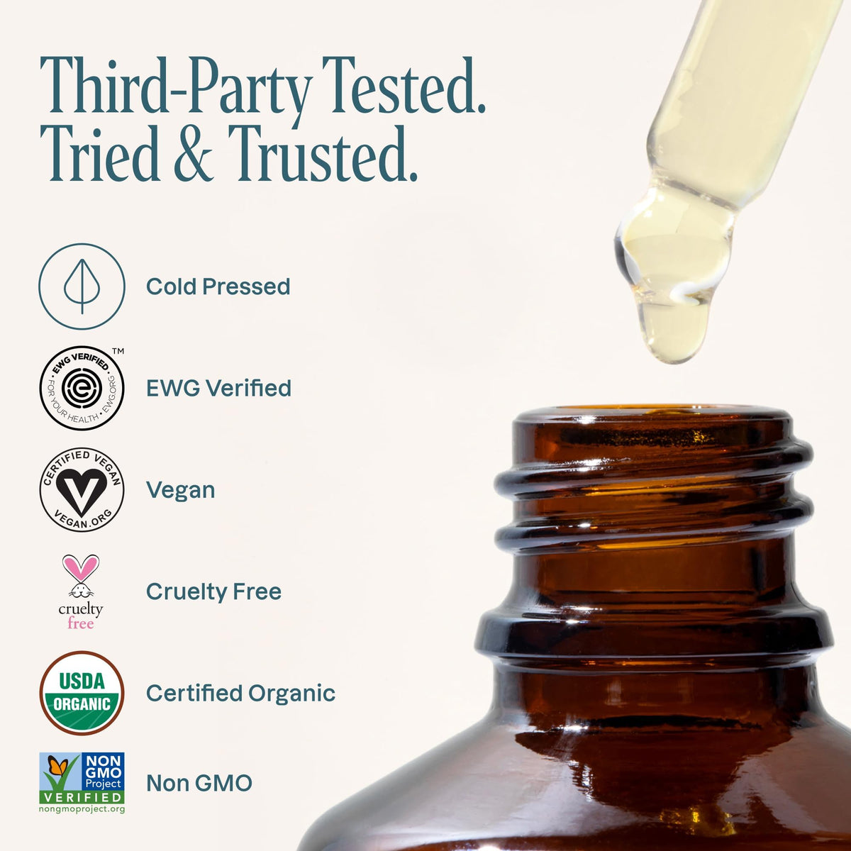 Cliganic argan oil label closeup showing USDA Organic and non-GMO verification