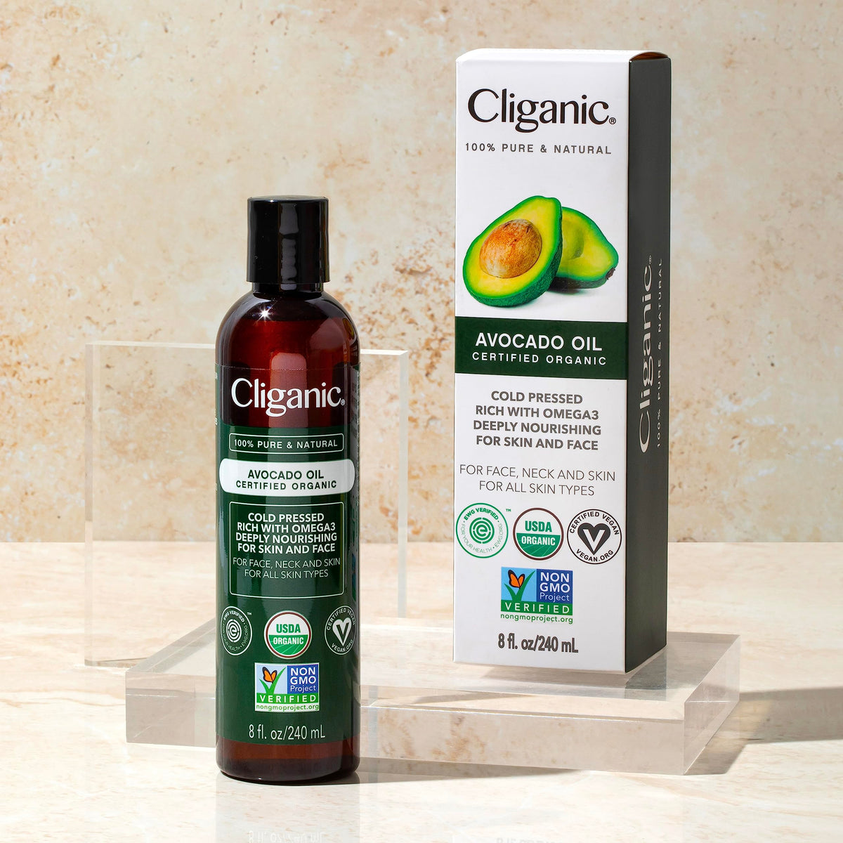 Cliganic label and certifications visible to show USDA organic and non-GMO verification