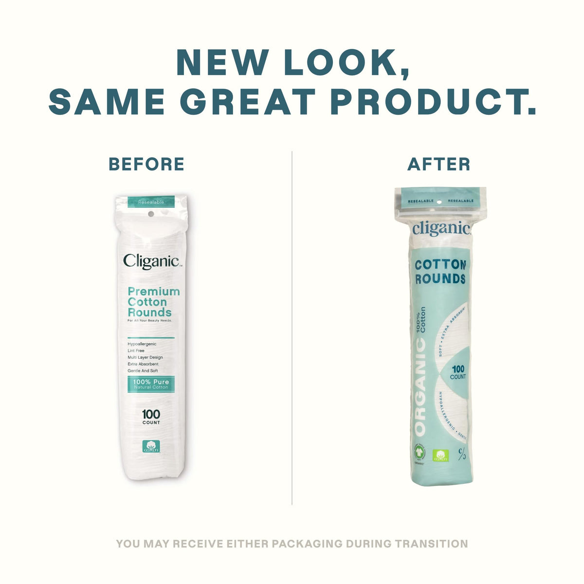 Cliganic close-up cotton texture highlighting soft absorbent benefit