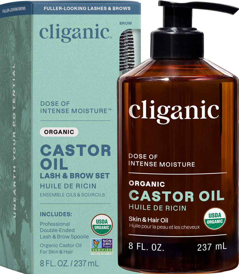 Cliganic front packaging 8oz showing bottle and label benefit clean organic oil