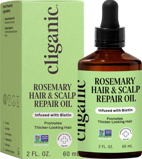 Cliganic front packaging showing rosemary hair oil for hydration