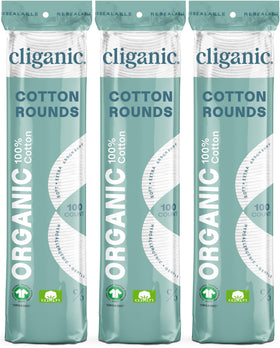 Cliganic front packaging showing 300-count pads and brand benefit