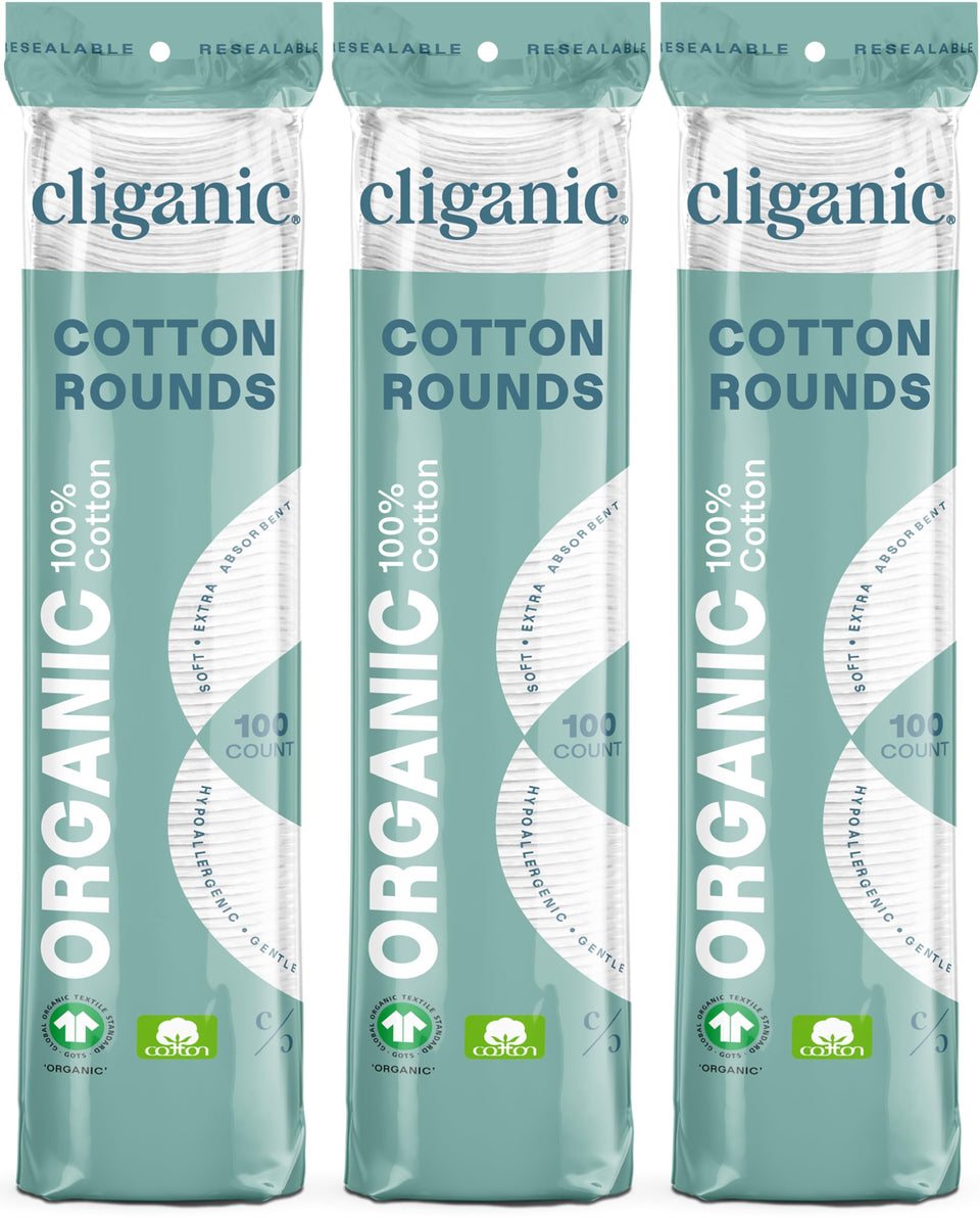 Cliganic front packaging showing 300-count pads and brand benefit