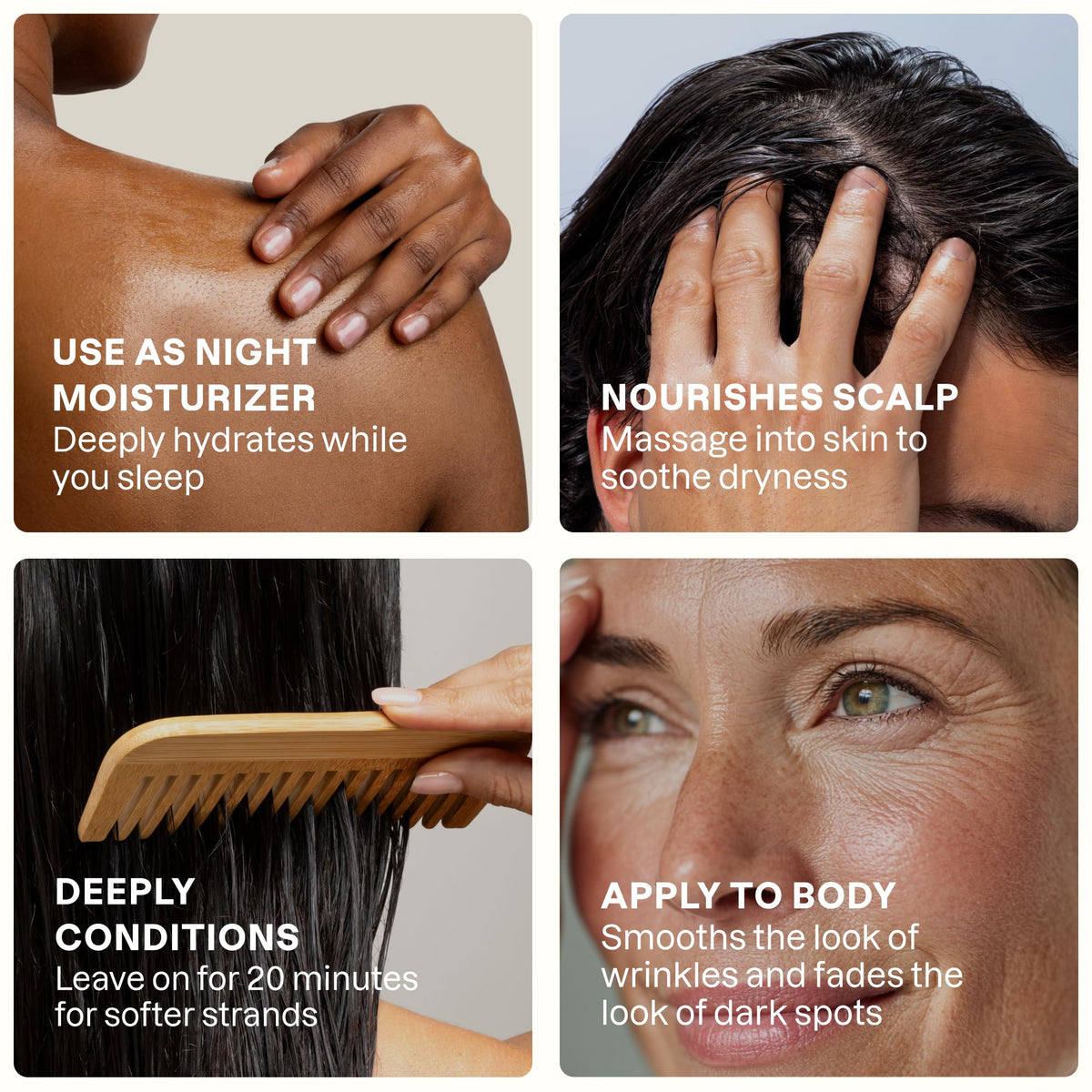 Cliganic applied to hair ends showing shine and split end smoothing
