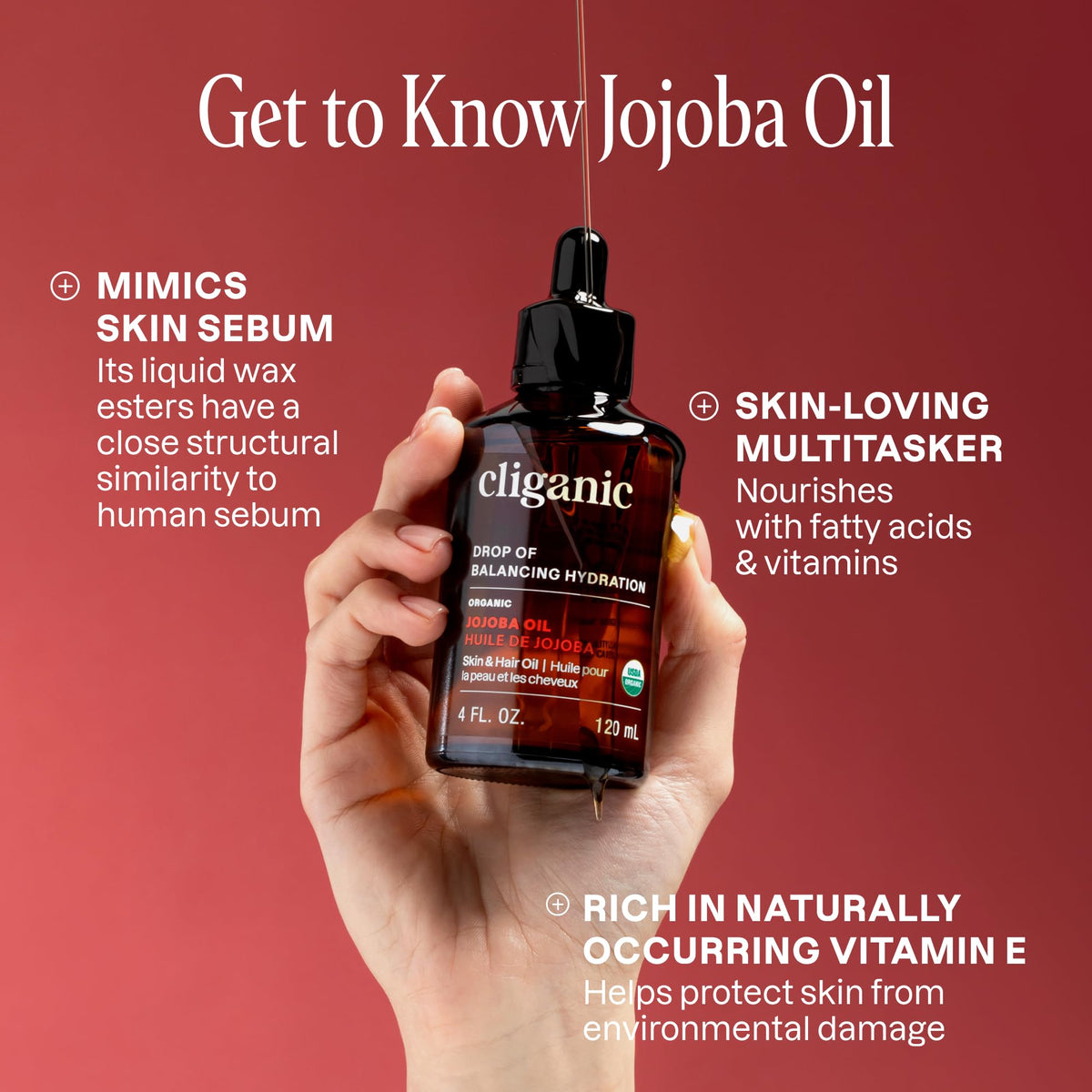 Cliganic application on hands demonstrating quick moisturizing benefit