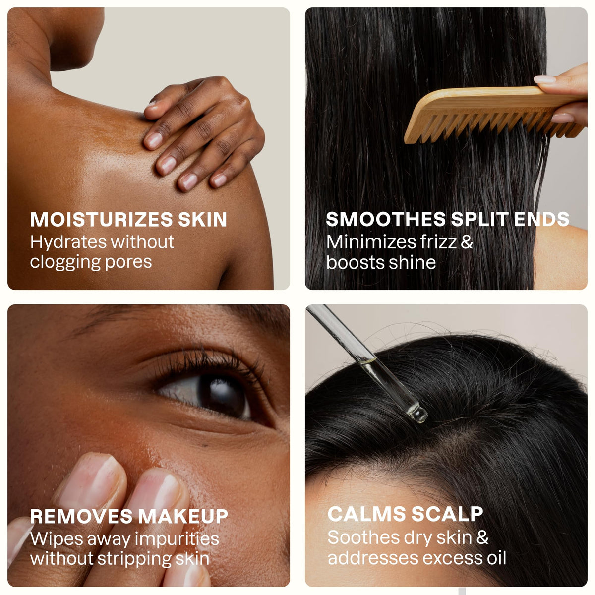 Cliganic jojoba oil added to hair ends showing shine — frizz control benefit