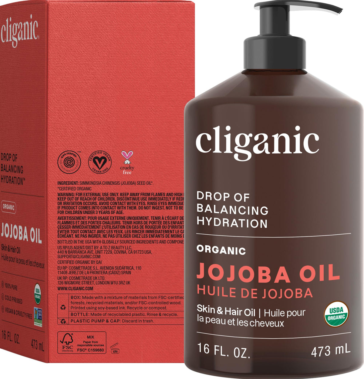 Cliganic jojoba oil blended with essential oils for DIY skincare showing versatility