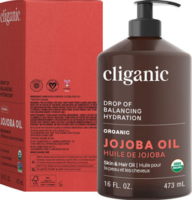 Cliganic jojoba oil blended with essential oils for DIY skincare showing versatility