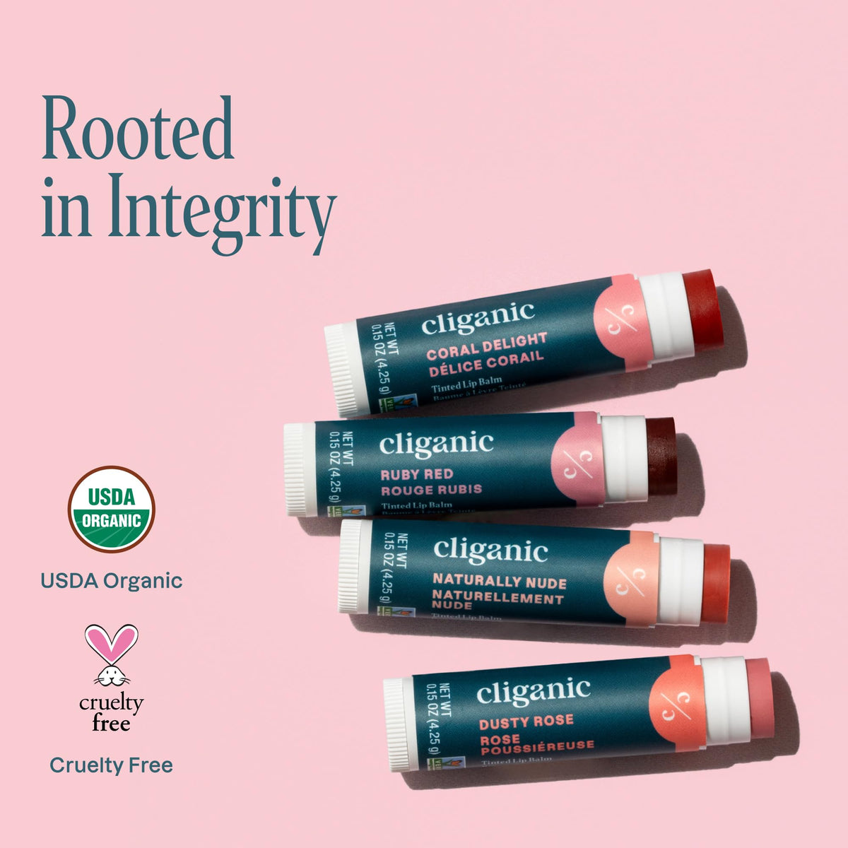 Cliganic lifestyle gift stocking display showing set as a cruelty-free present