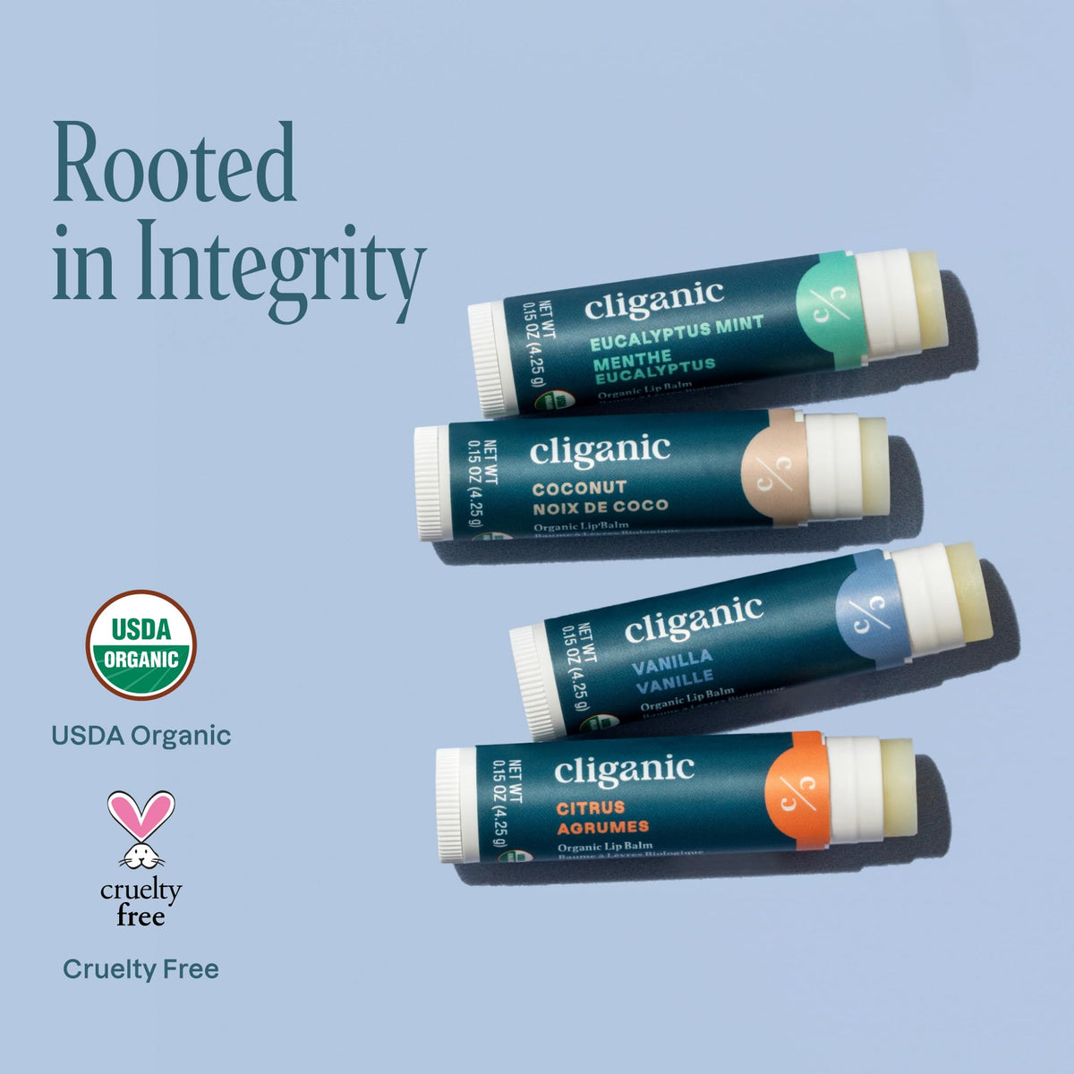 Cliganic lip balm in outdoor setting showing protection during hikes