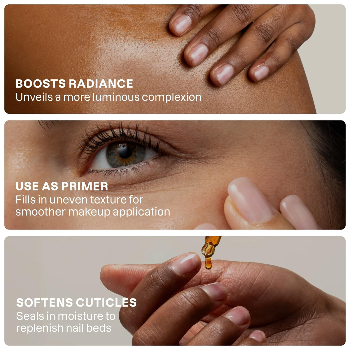 Cliganic marula oil texture in hand showing fast-absorbing feel