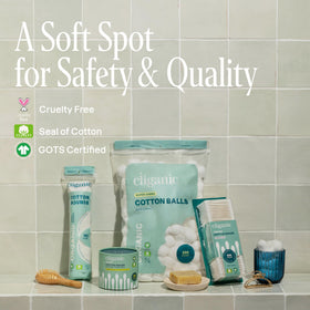 Cliganic package label detail emphasizing 100% natural cotton and hypoallergenic claim