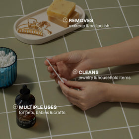 Layout showing 500 Cliganic swabs beside a ruler to indicate pack quantity and size convenience