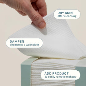 Cliganic close-up of viscose texture showing soft absorbent fibers for gentle cleansing