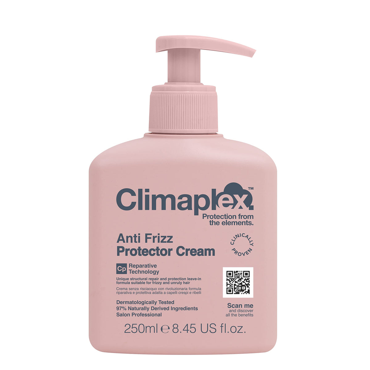 Climaplex front packaging showing product and benefit of frizz control