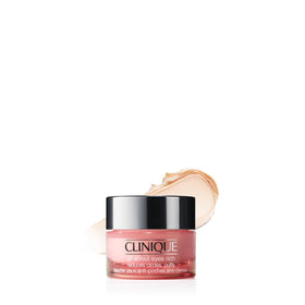 Clinique mini jar front view showing brand and compact travel size benefit