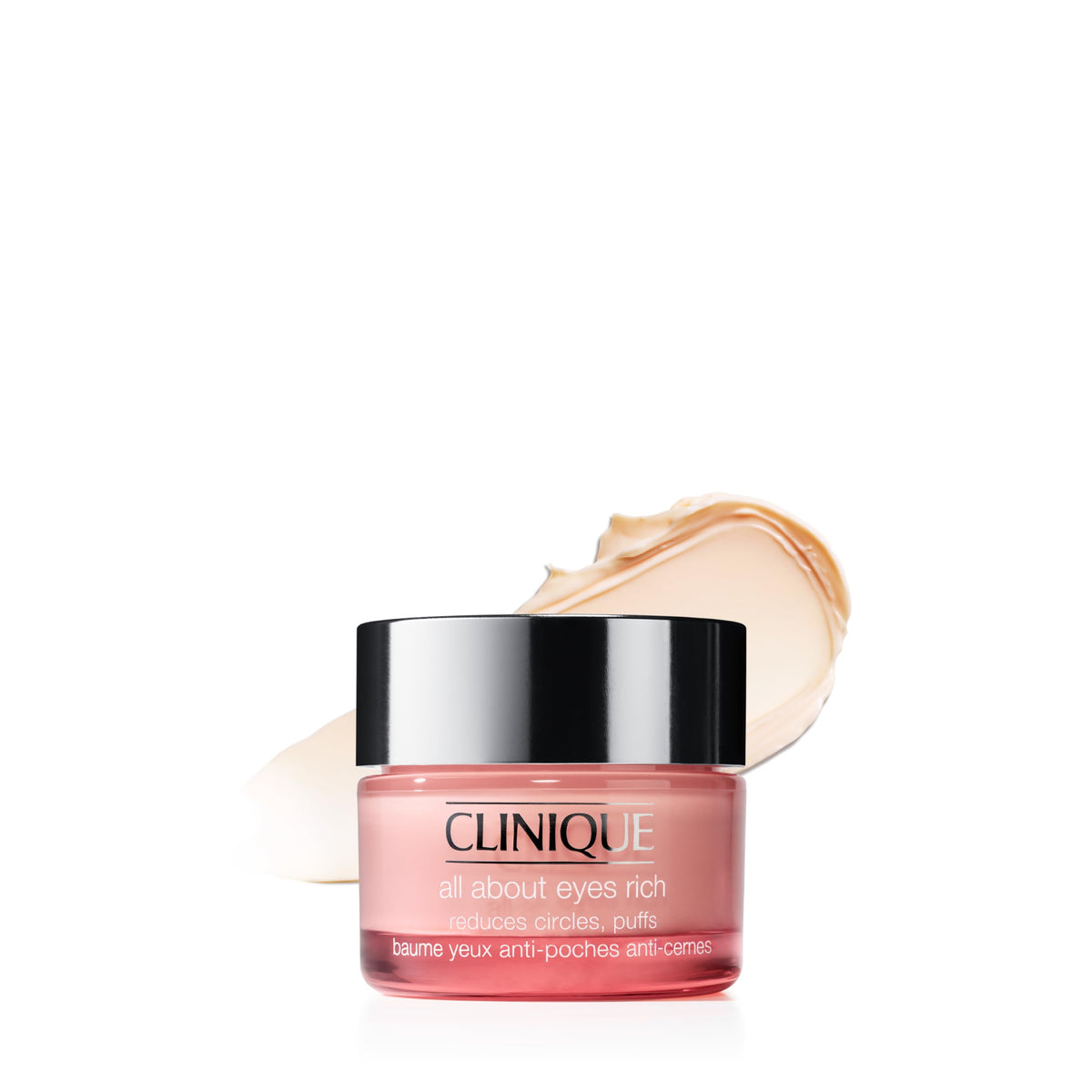 Clinique All About Eyes Rich jar front view showing calming packaging and hydration benefit