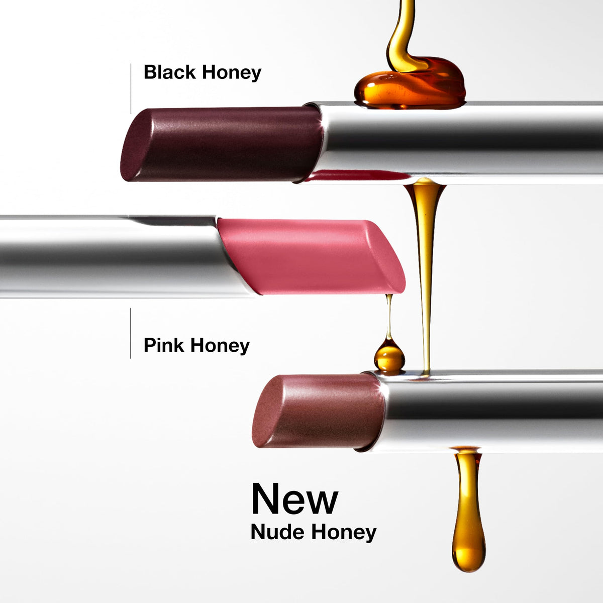 Clinique angled tube of Almost Lipstick Pink Honey highlighting sleek design and easy application