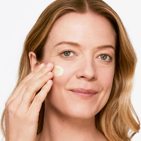 Clinique cream being applied to skin, illustrates soothing hydration and comfort