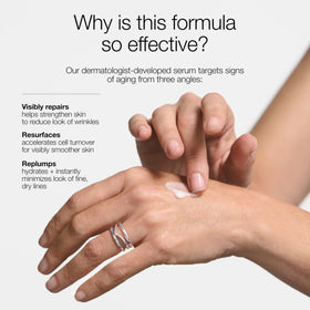 Clinique serum applied on hand illustrating spreadability and quick absorption benefit