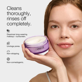 Clinique close-up of silky balm texture highlighting smooth application benefit