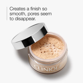 Clinique close-up of powder sifter and opening, easy controlled dispensing benefit