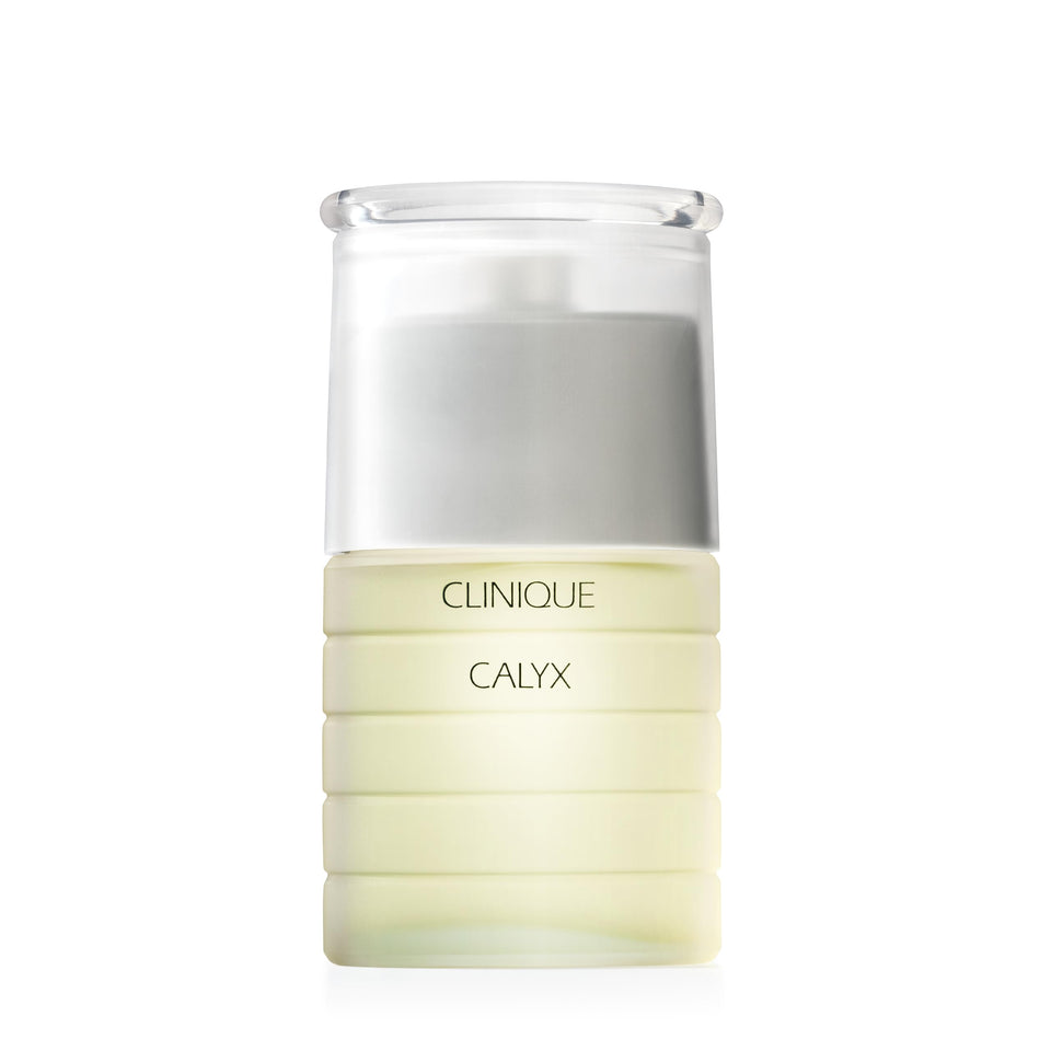 Clinique Calyx bottle front view showing design and vibrant citrus appeal