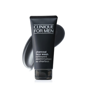 Clinique charcoal face wash front view showing bottle and clean design benefit: quick identification