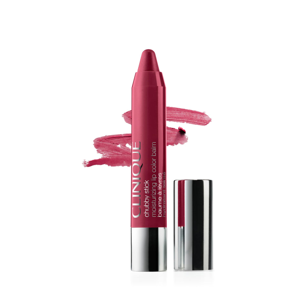 Clinique Chubby Stick Super Strawberry closed crayon showing portable design and easy storage