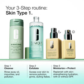 Clinique ingredients panel close-up showing witch hazel and gentle exfoliant benefits
