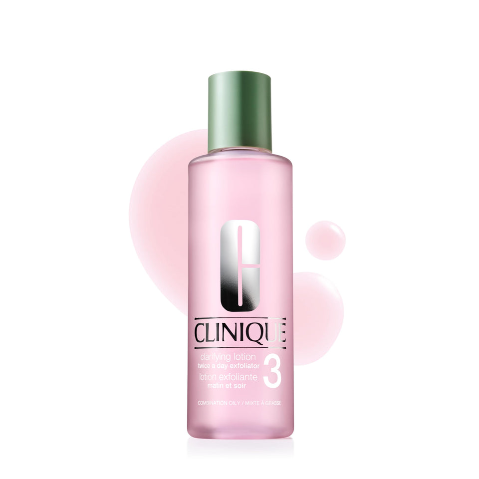 Clinique Clarifying Lotion 3 front bottle showing sleek packaging and calm finish benefit