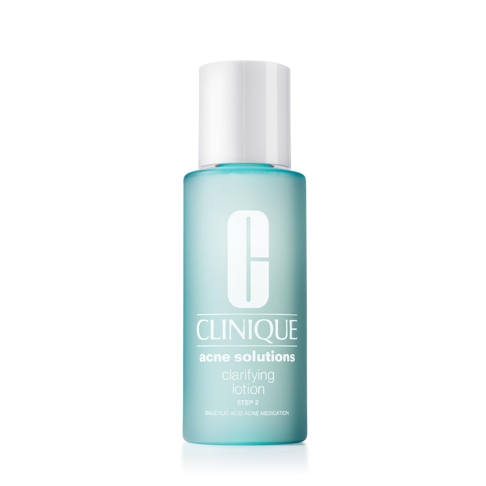 Clinique front packaging showing bottle and branding, conveys clarity