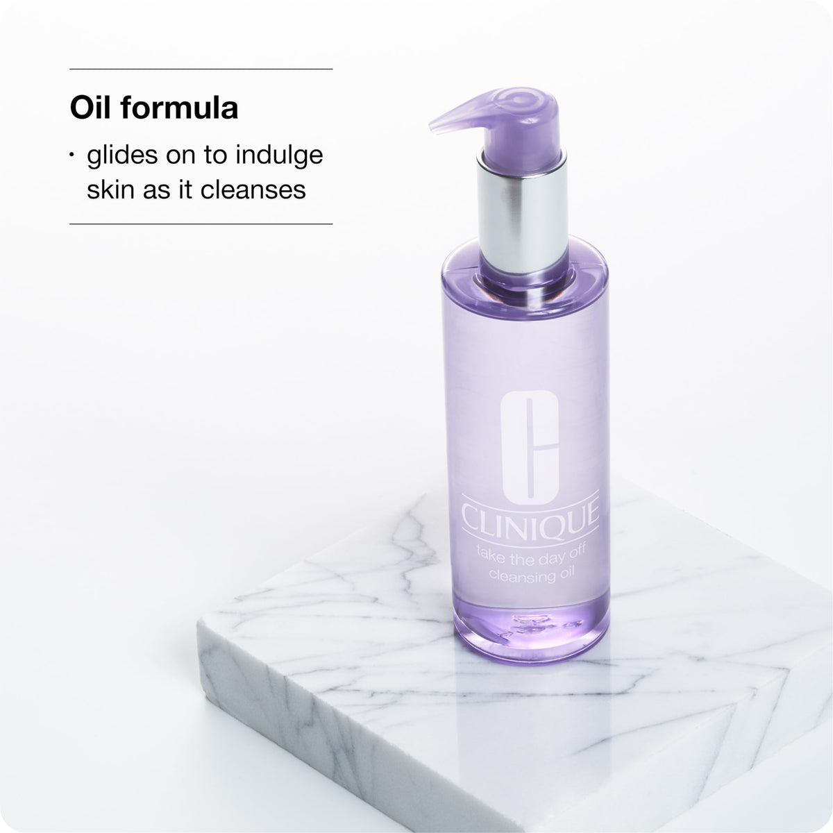 Clinique cleansing oil texture drop on fingertip demonstrating lightweight glide and dissolution