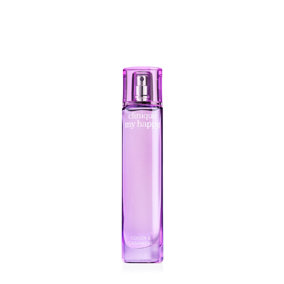 Clinique Cocoa & Cashmere front bottle view highlighting compact design and portability