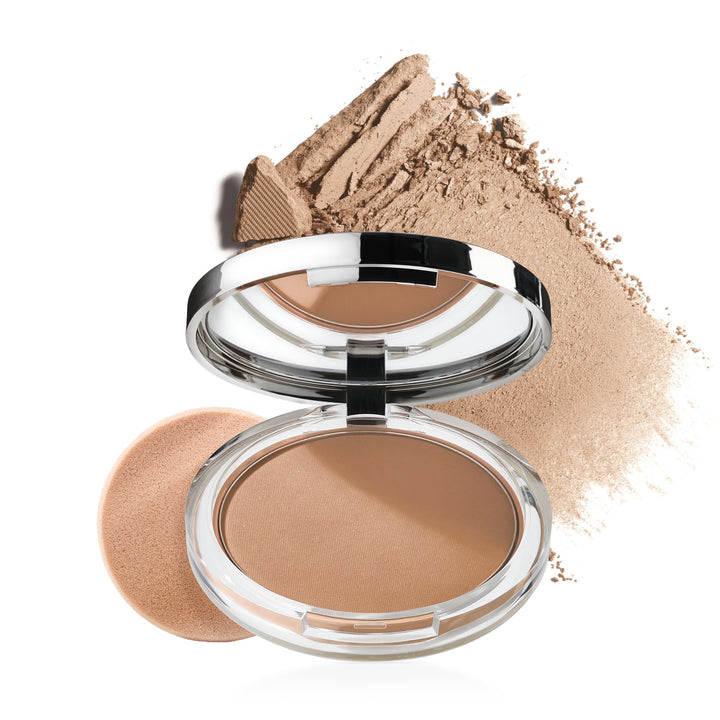 Clinique compact front view showing sleek design and easy shine control