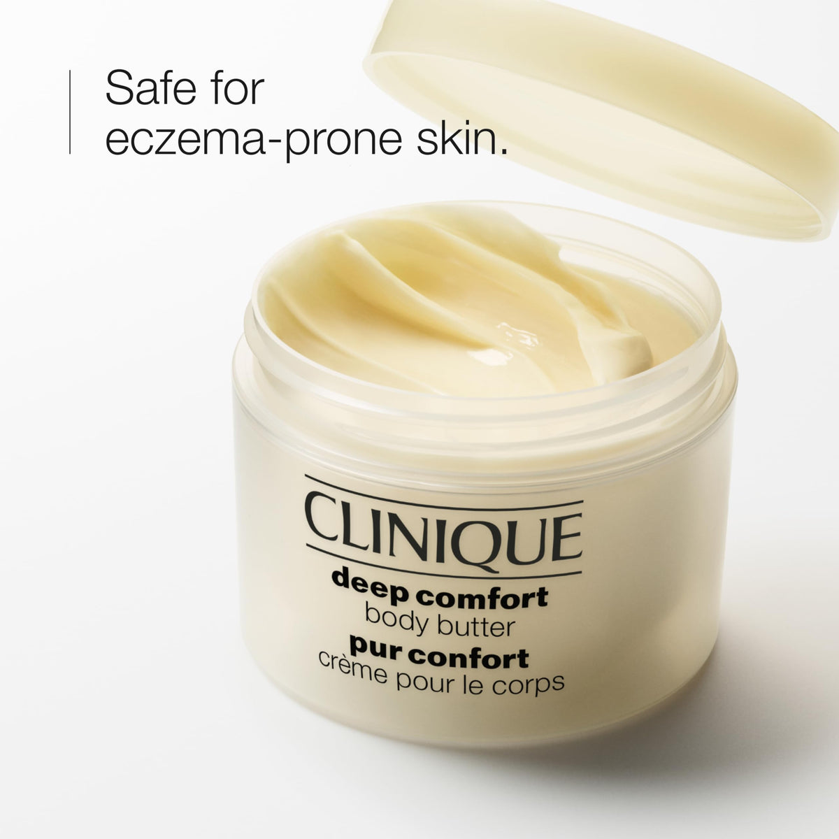 Clinique open jar creamy texture close-up illustrating rich, fast-absorbing comfort