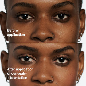 Clinique Even Better texture swatch blended on skin, demonstrates hydrating finish and smooth coverage