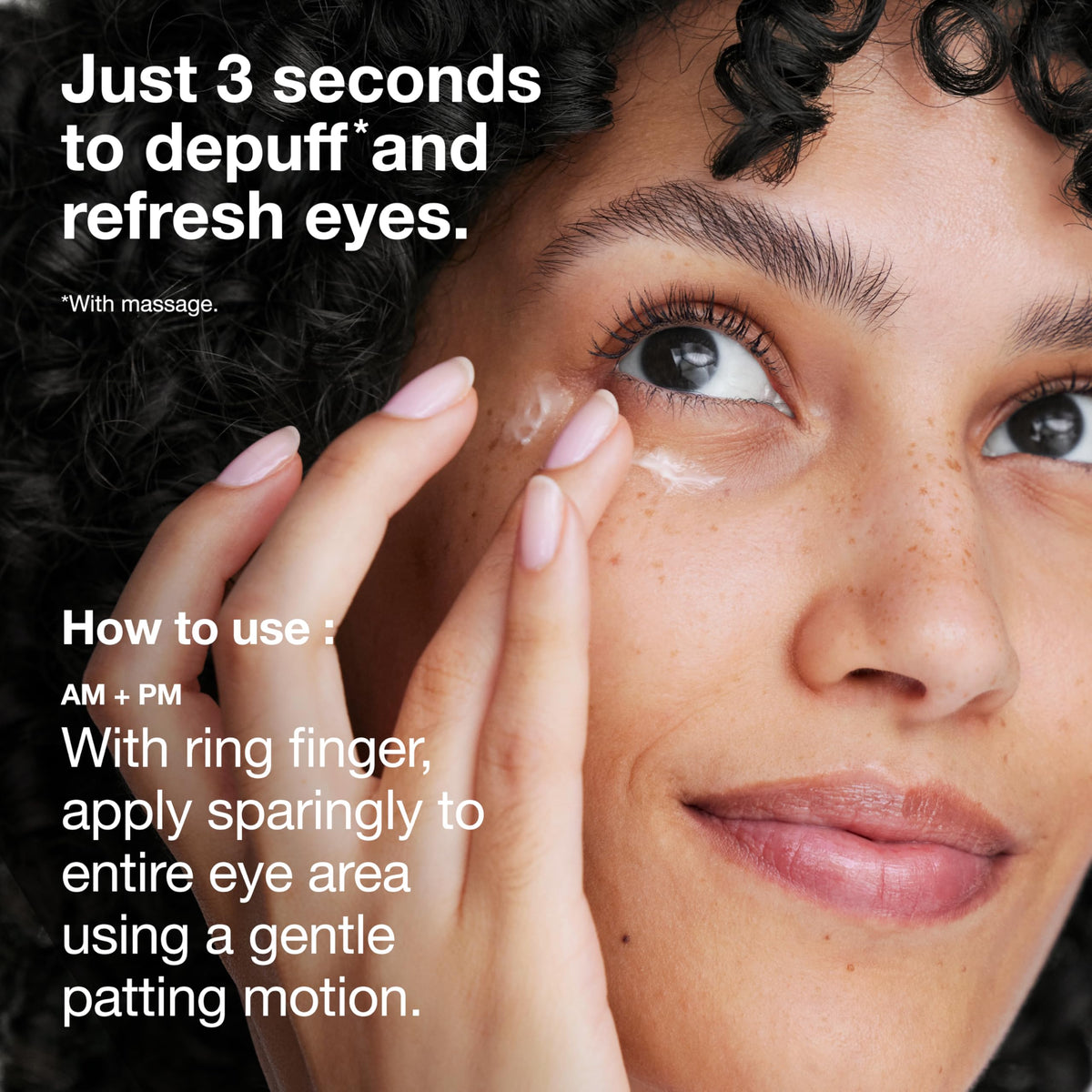 Clinique before-and-after under-eye illustration showing reduced puffiness benefit