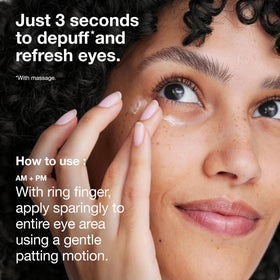 Clinique before-and-after under-eye illustration showing reduced puffiness benefit