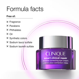 Clinique eye cream swiped under eye showing instant hydration and brightening