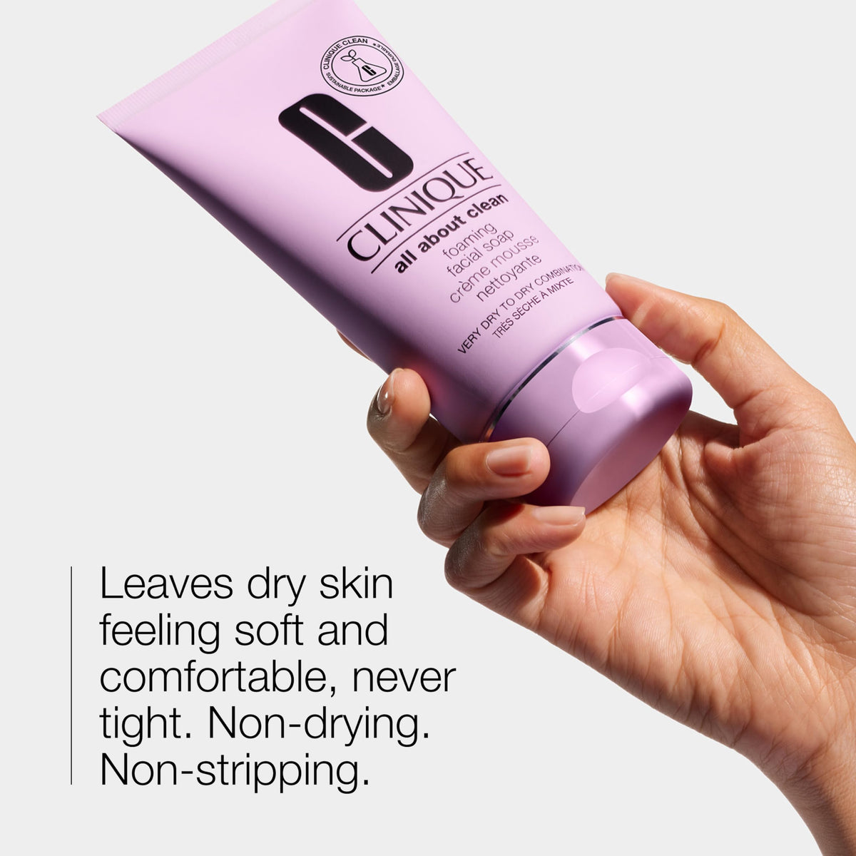 Clinique close-up of creamy foam texture highlighting gentle cleansing action