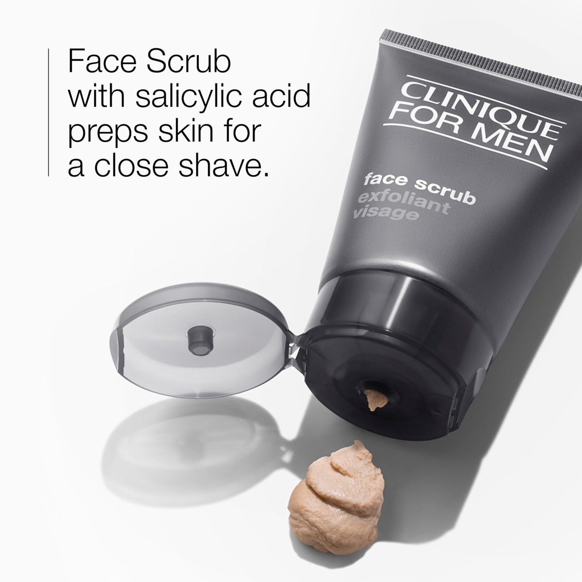Clinique jelly texture close-up showing exfoliant beads and smooth lather benefit