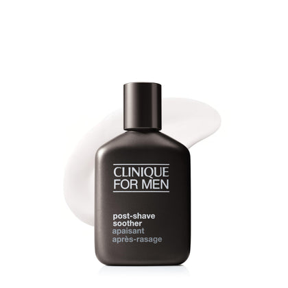 Clinique bottle front view showing brand and soothing aftershave benefits