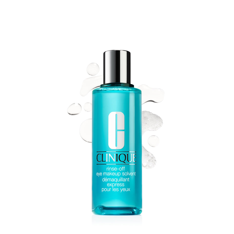 Clinique bottle front view showing product label and clear liquid for gentle removal